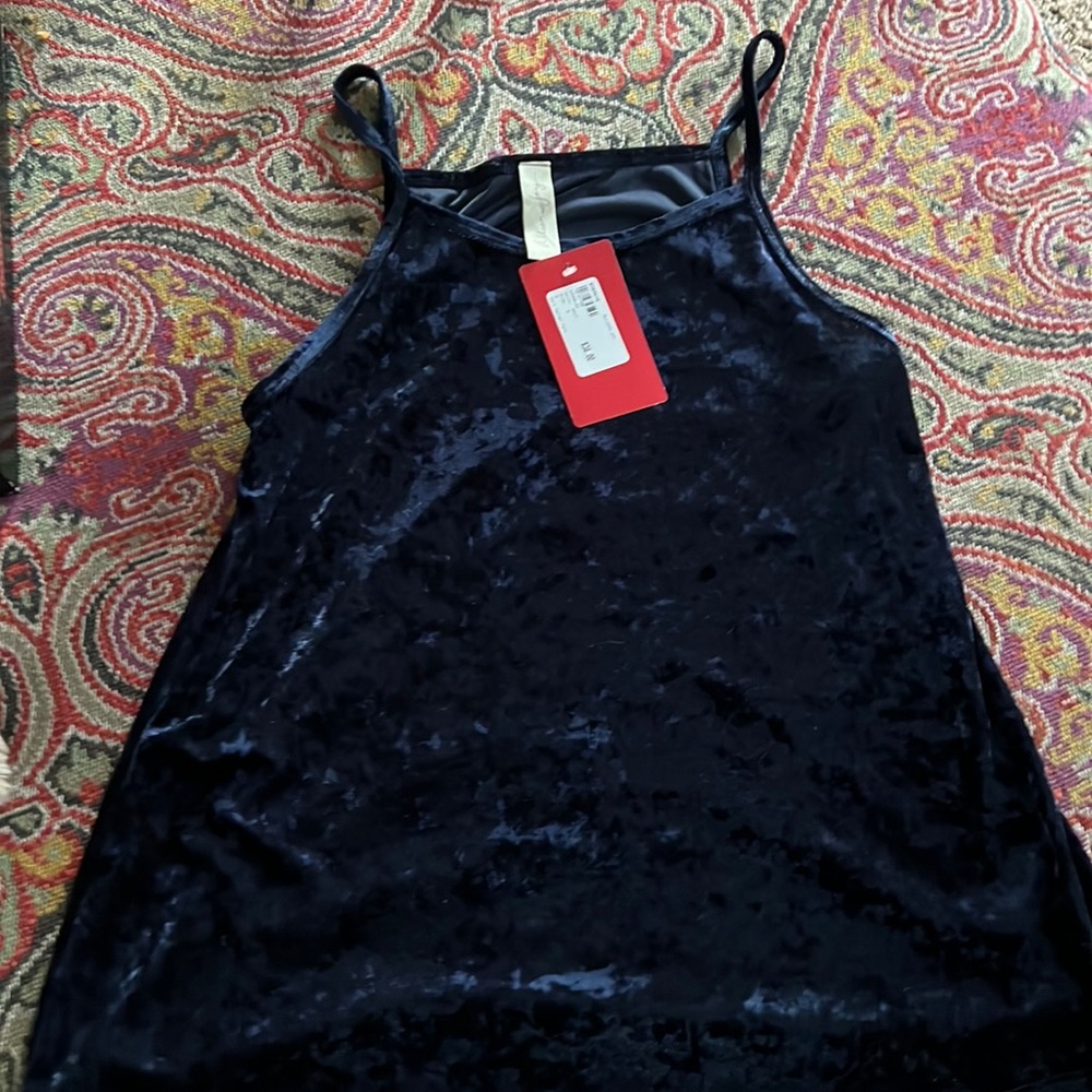 Allison Joy blue crushed velvet tank - small